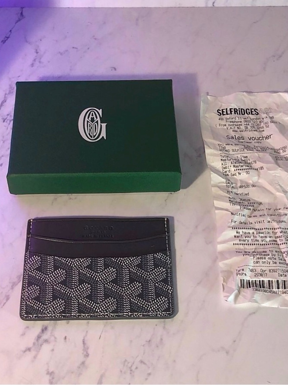 Goyard Black and White Goyardine Slim Card Holder
